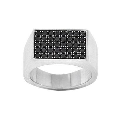 Black Diamond Rectangle Signet Ring