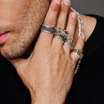 Black Diamond Rectangle Signet Ring