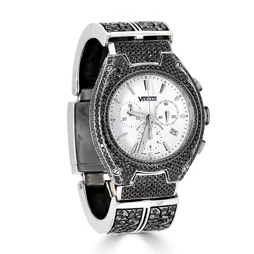 Chrono Watch with Black Diamonds Face and KeyDesign Bracelet