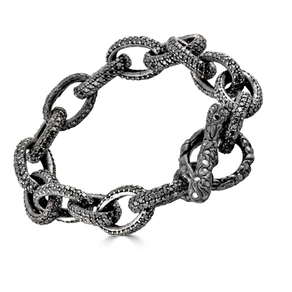 Black Diamond Oval Link Bracelet