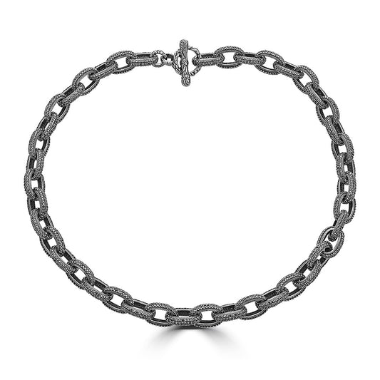 Black Diamond Oval Link Necklace