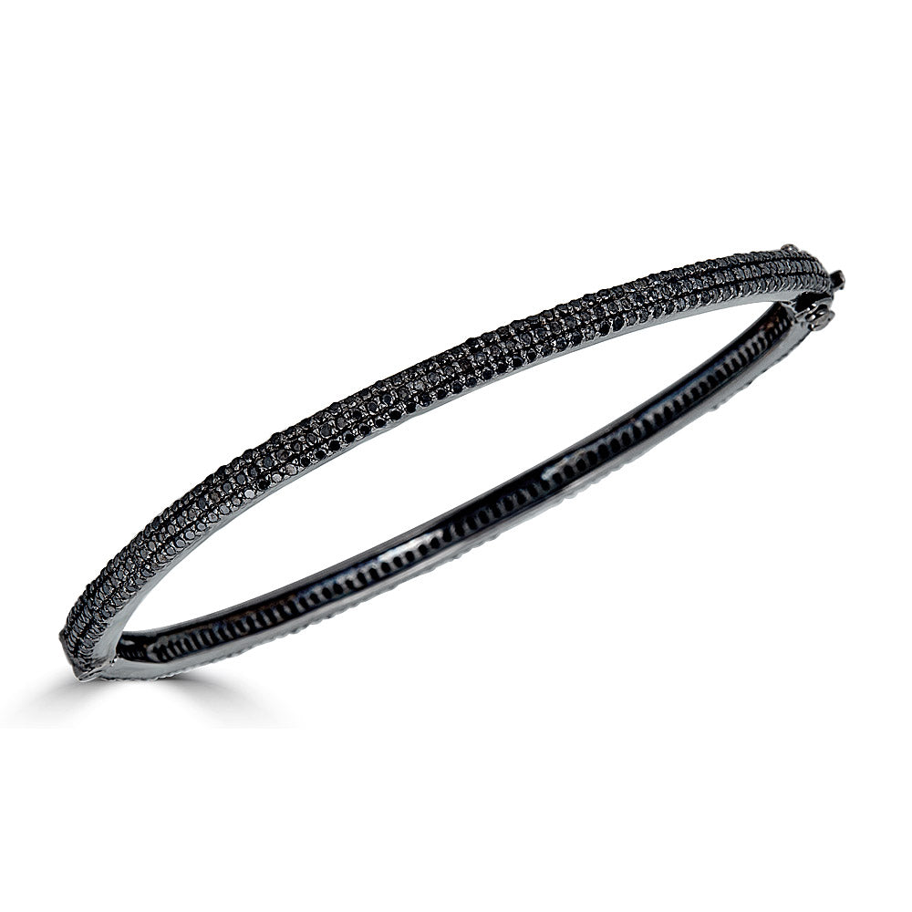 Thin Pave Black Diamond Bangle