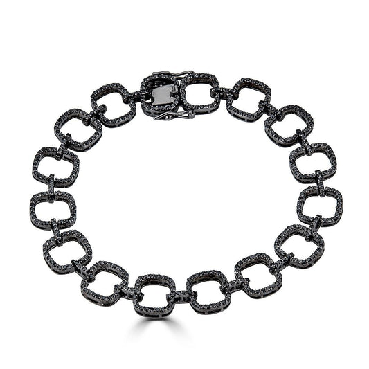 Black Diamond Square Link Bracelet