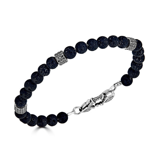 Black Diamond Cylinders Beaded Chain Bracelet
