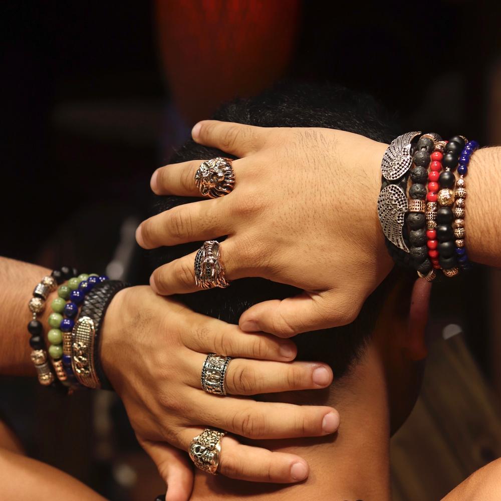 Black Diamond Wings Leather Bracelet