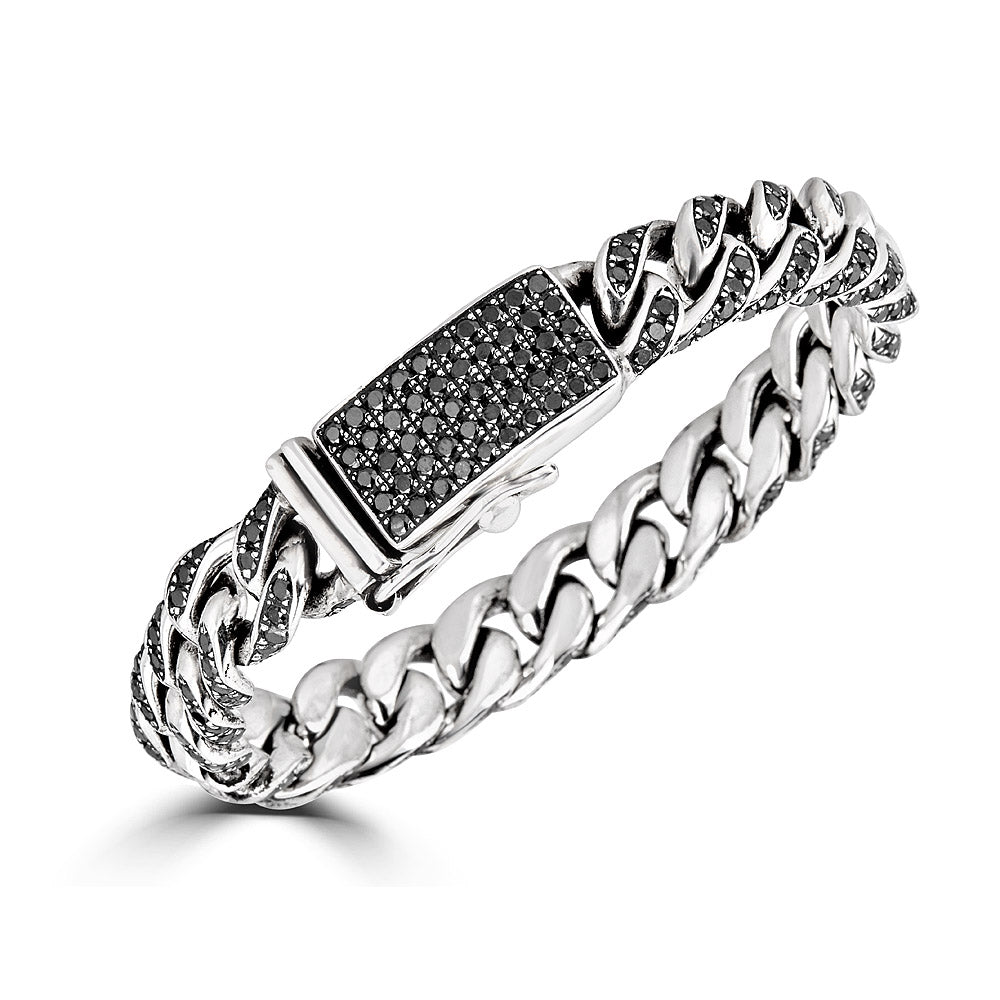 Small Cuban Link Pave Black Diamond Bracelet