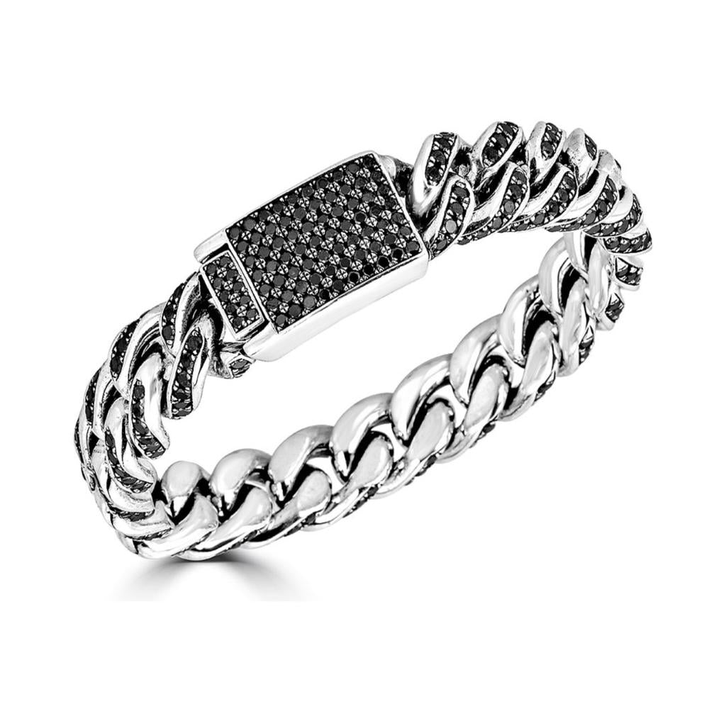 Medium Cuban Link Pave Black Diamond Bracelet