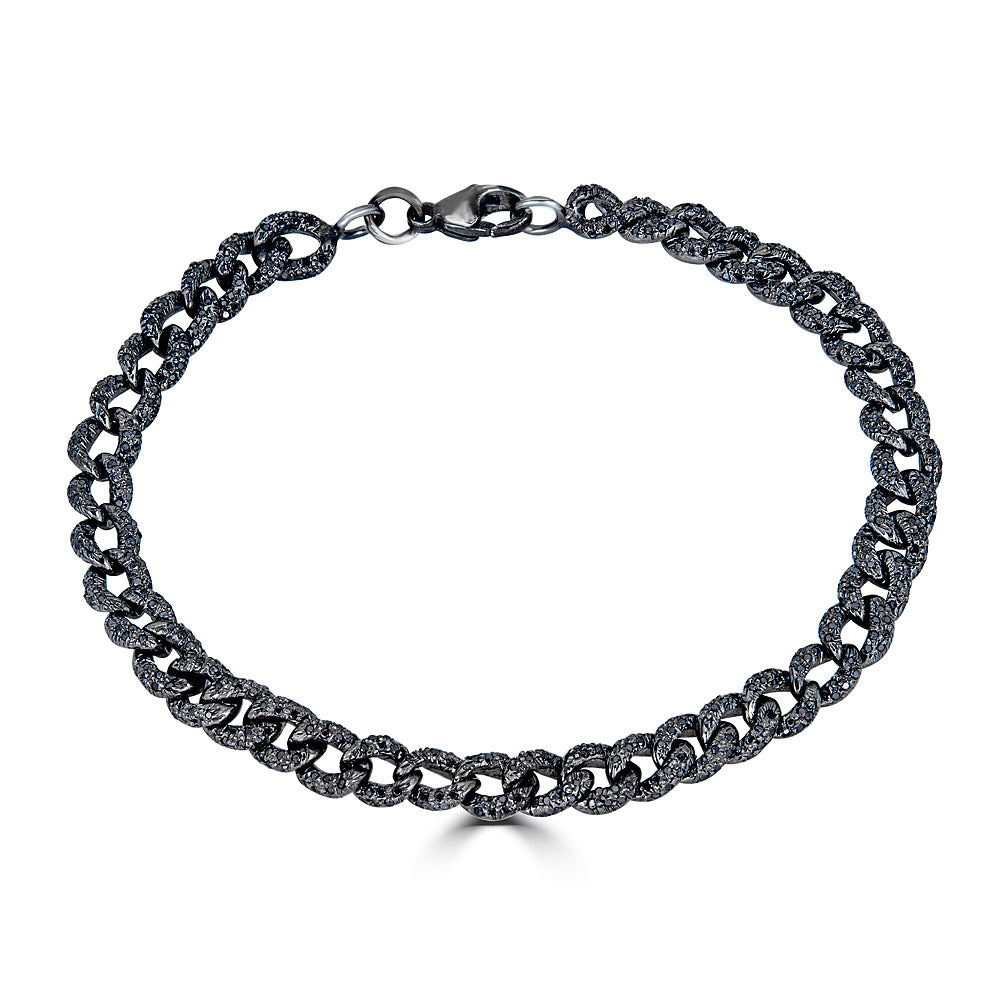 Small Black Diamond Link Chain Bracelet