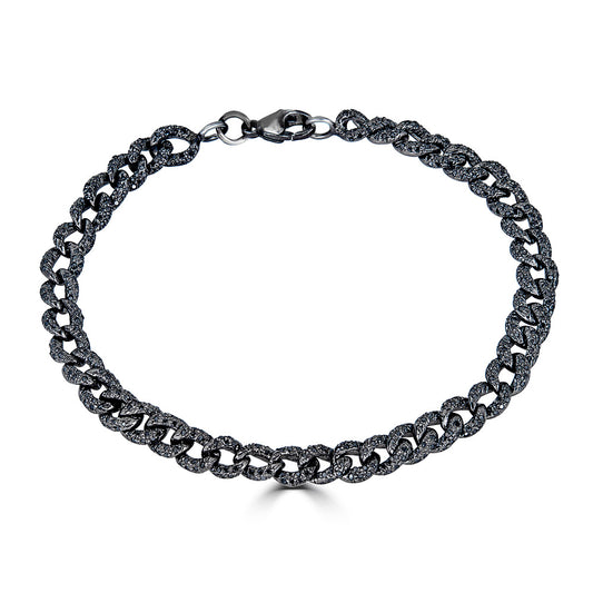 Small Black Diamond Link Chain Bracelet