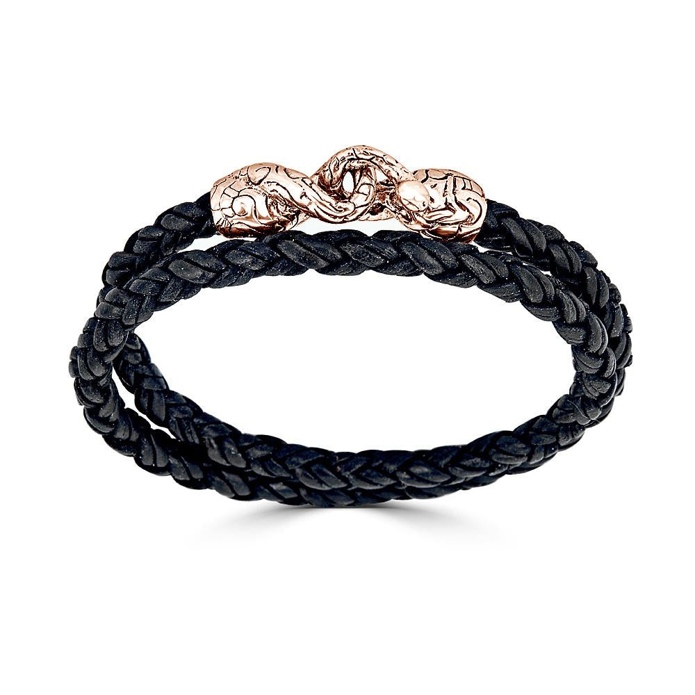 Rose Gold KeyDsign Double Knotted Leather Bracelet