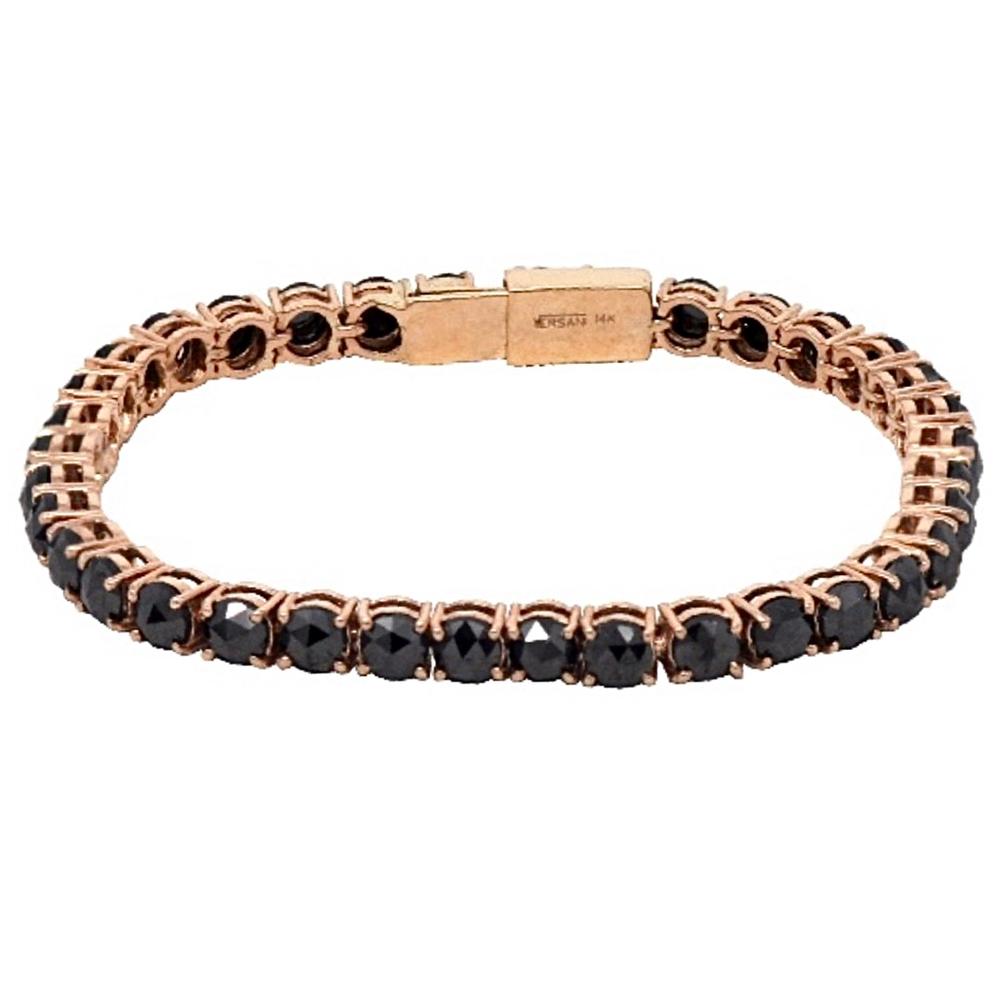 Large Black Diamond Tennis Bracelet In Rose Gold