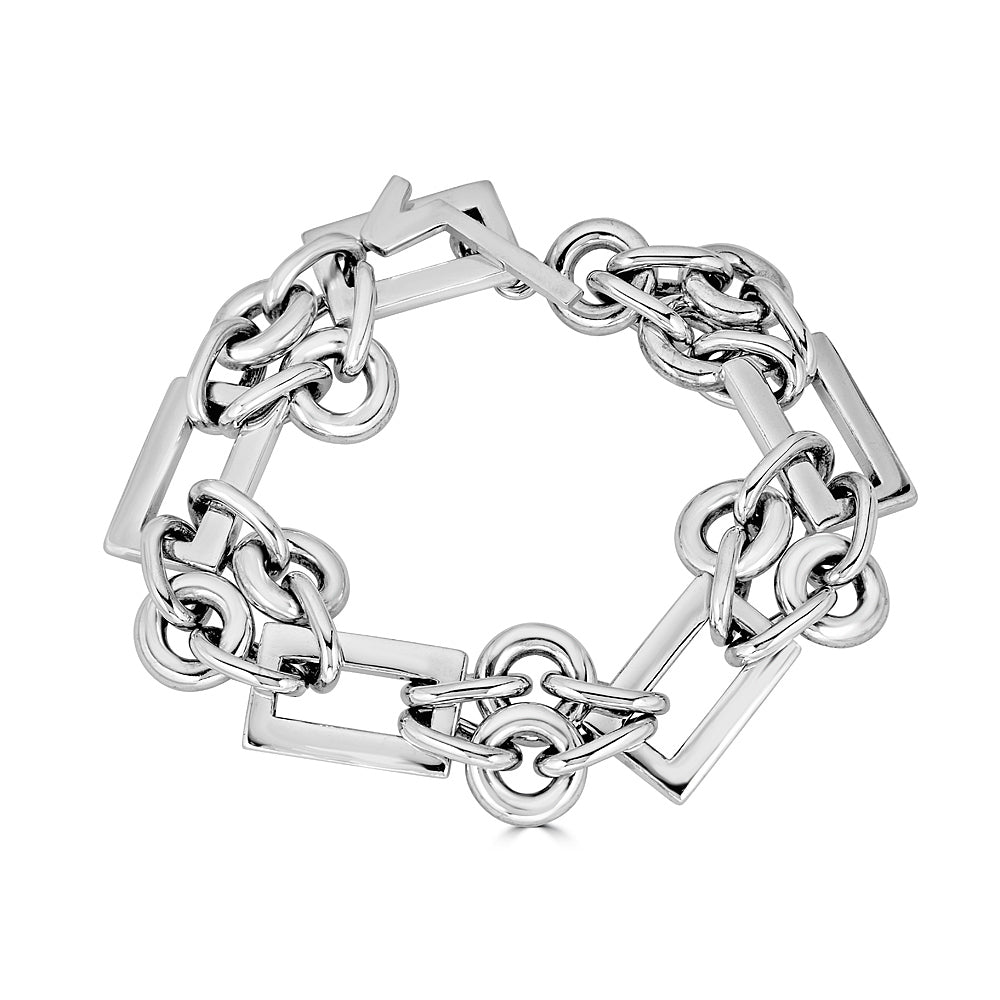 Circles And Rectangles Linked Bracelet