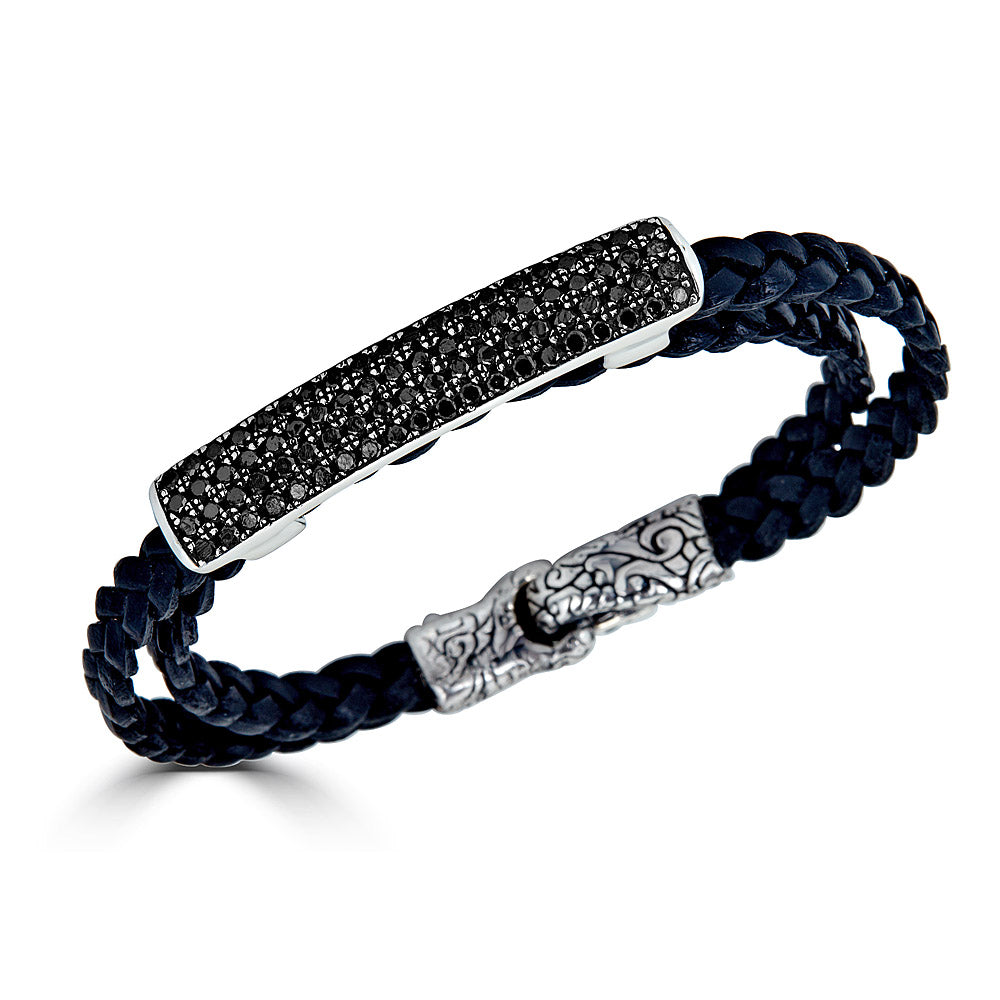 Black Diamond ID Double Braided Wrap Leather Bracelet