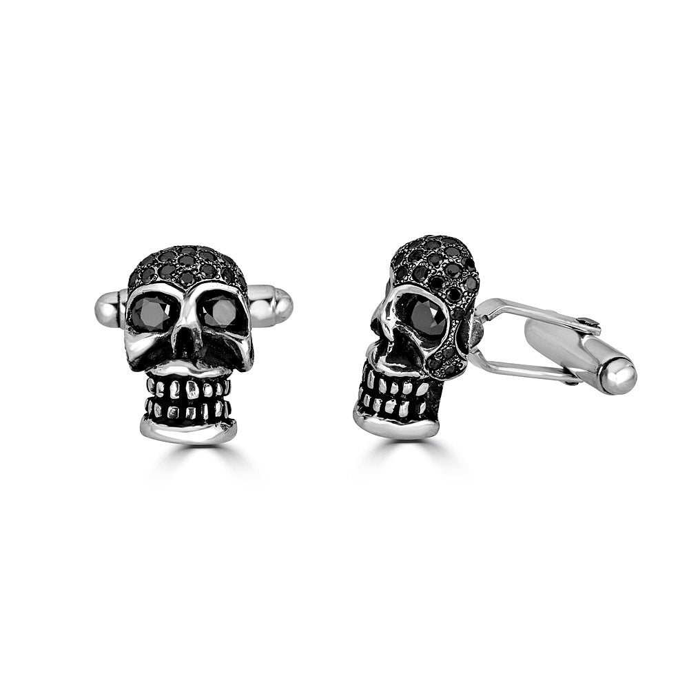 Black Diamond Skull Head Cufflinks