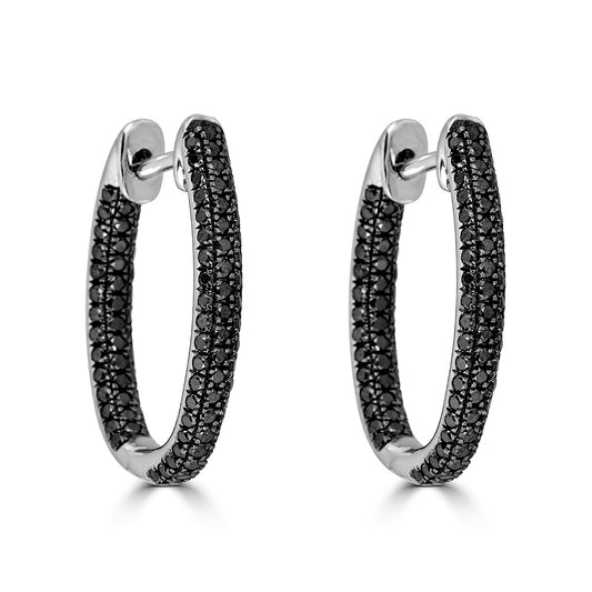 Medium Inside Out Black Diamond Huggies