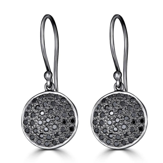Small Black Diamond Drop Earrings