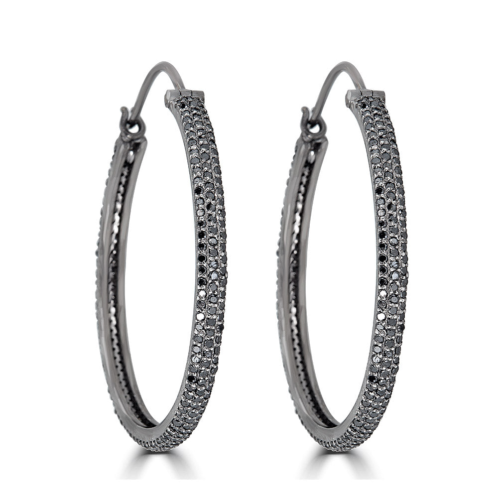 Black Diamond Round Hoops