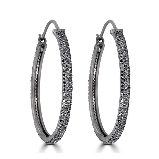 Black Diamond Round Hoops