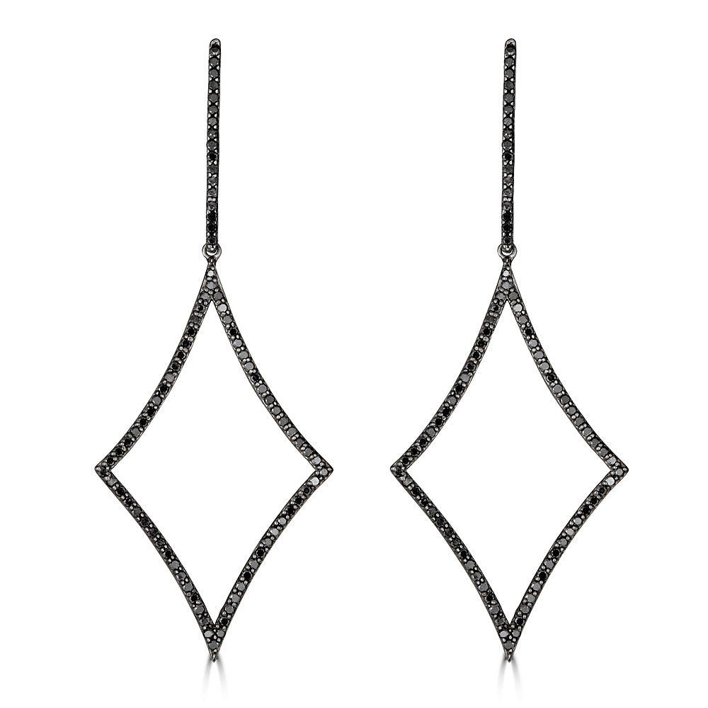 Black Diamond Kite Drop Earrings