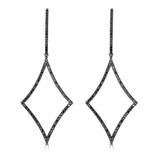Black Diamond Kite Drop Earrings