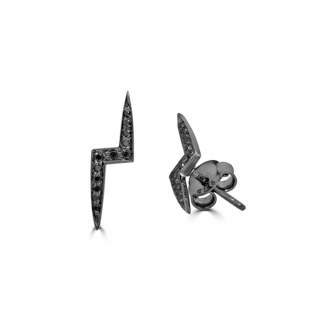 Black Diamond Lightning Bolt Stud Earrings