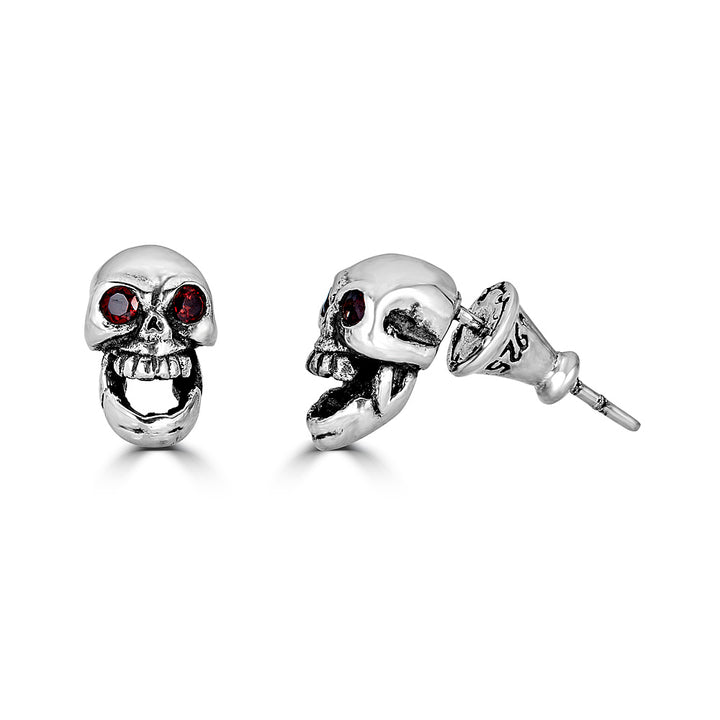 Gemstone Skull Stud Earrings