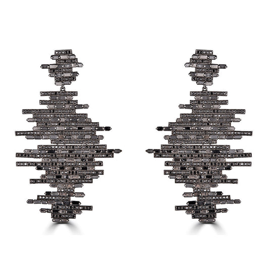 Black Diamond Puzzle Drop Earrings