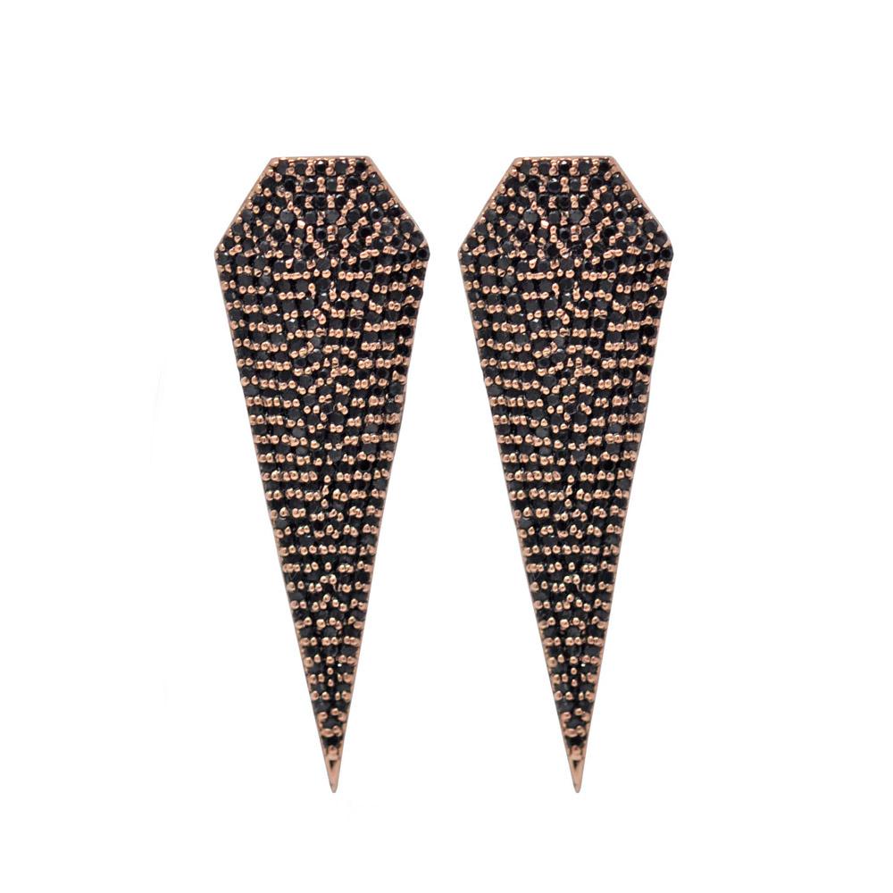 Black Diamond Kite Earrings In Rose Gold
