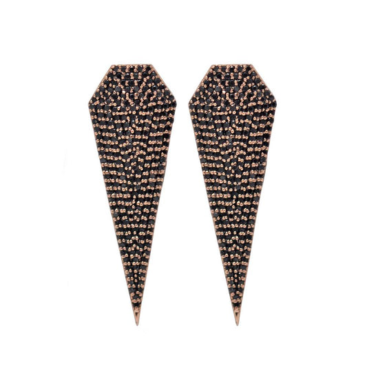 Black Diamond Kite Earrings In Rose Gold