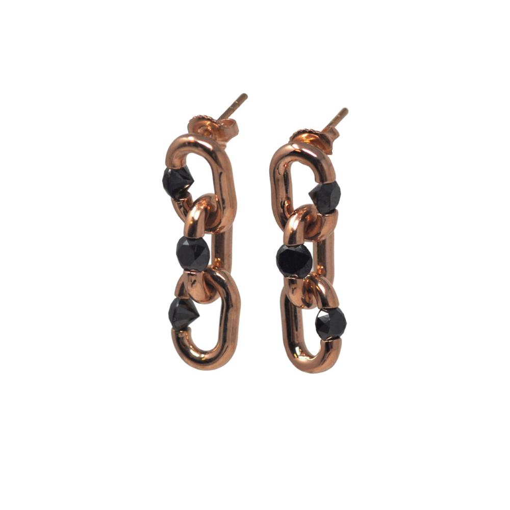 Small Black Diamond Tension Earrings In Rose Gold