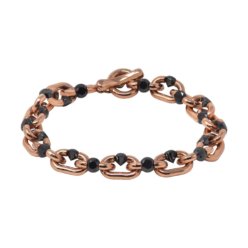 Small Black Diamond Rose Gold Tension Link Bracelet