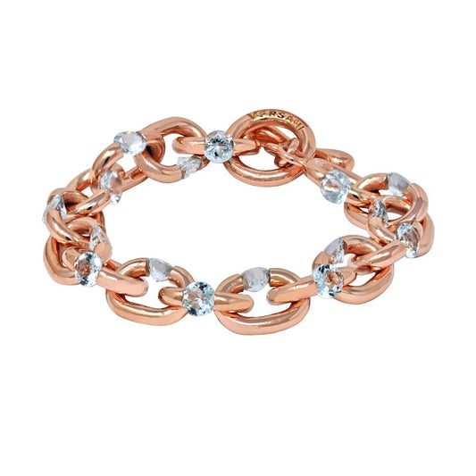 Large Aquamarine Rose Gold Tension Link Bracelet