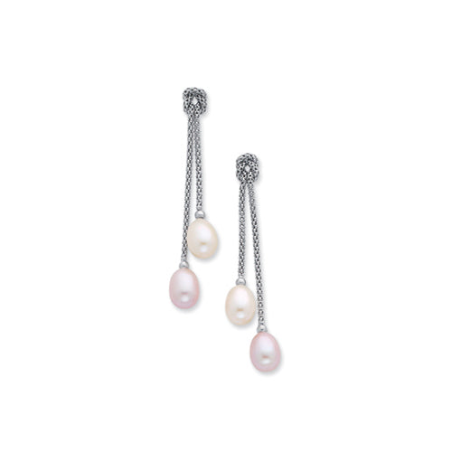 Double Drop Pearl Knotted Earrings