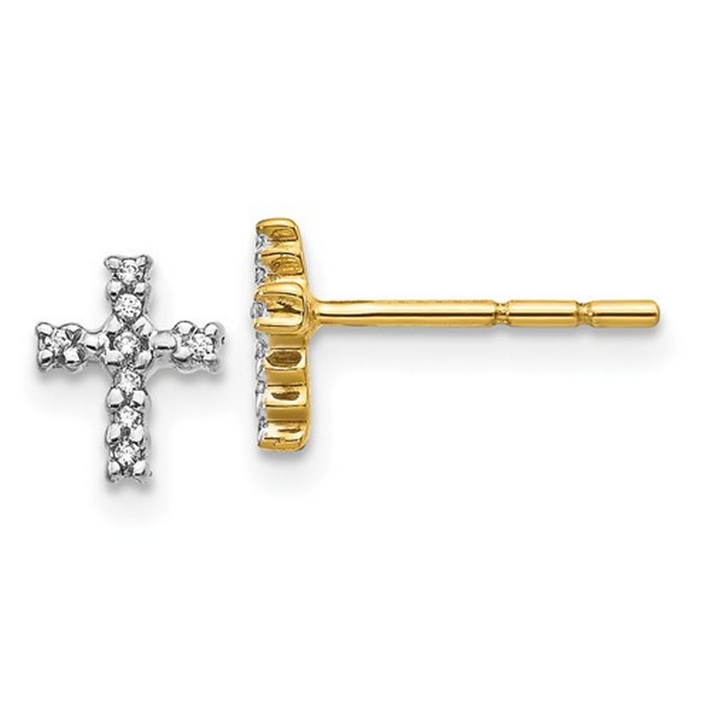 White Diamond Cross Stud Earrings