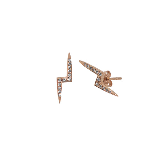 White Diamond Lightning Bolt Stud Earrings