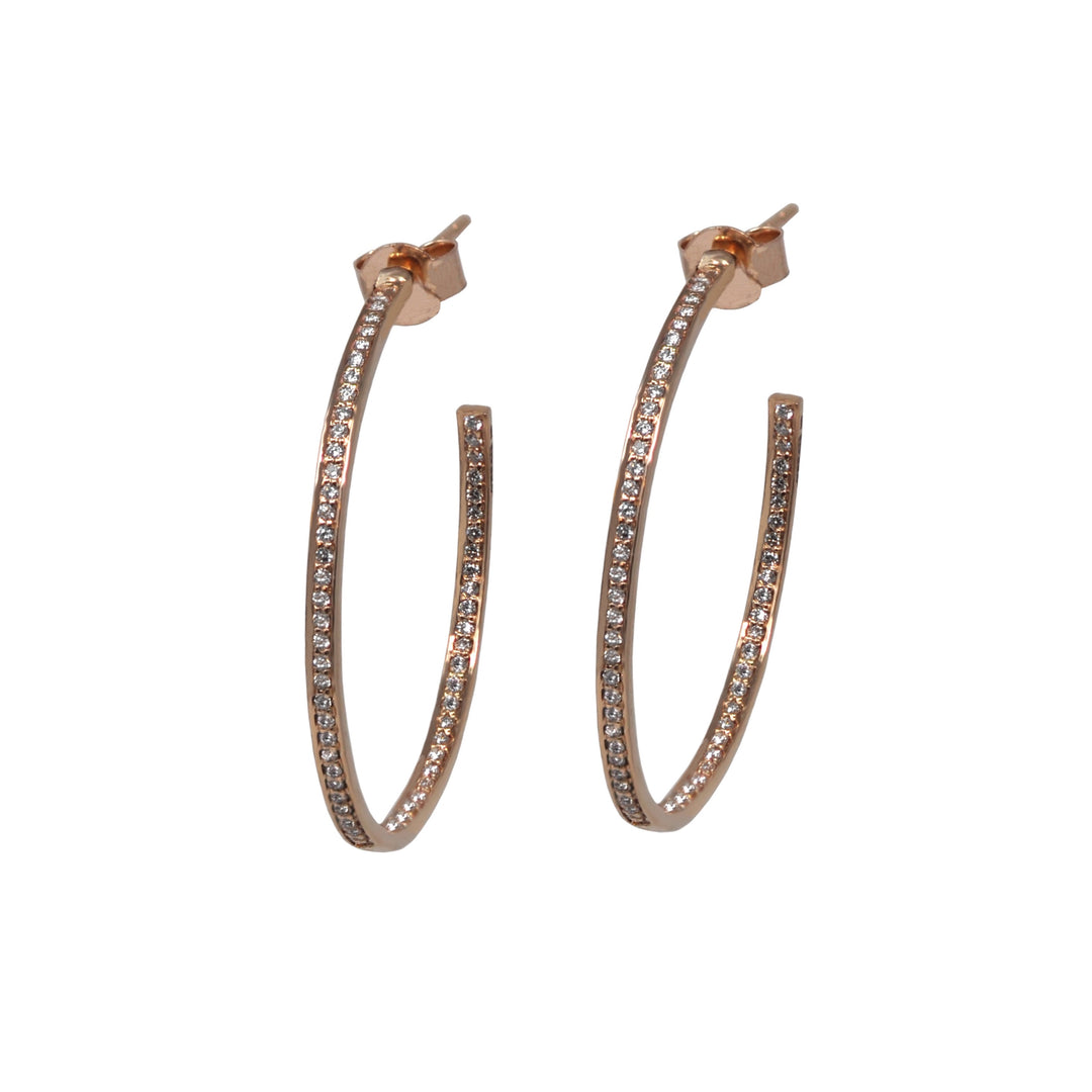 White Diamond Inside Out Hoops In Rose Gold