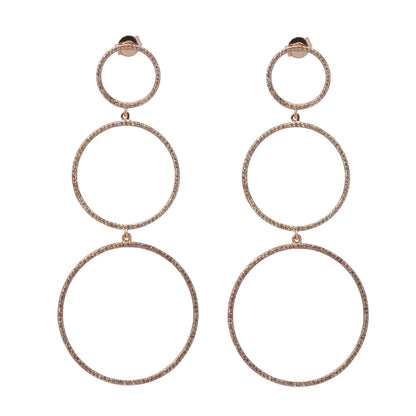 White Diamond Three Circle Drop Earrings