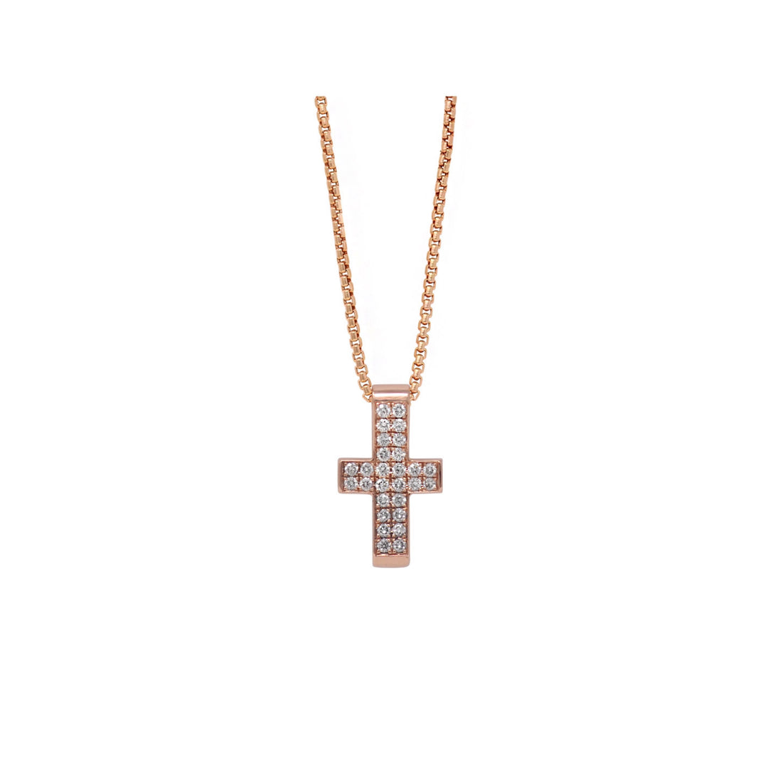 Small White Diamond Cross Pendant Necklace