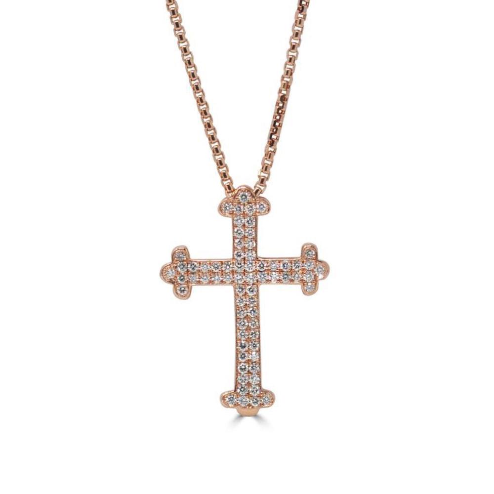 Pave White Diamond Cross Pendant Necklace