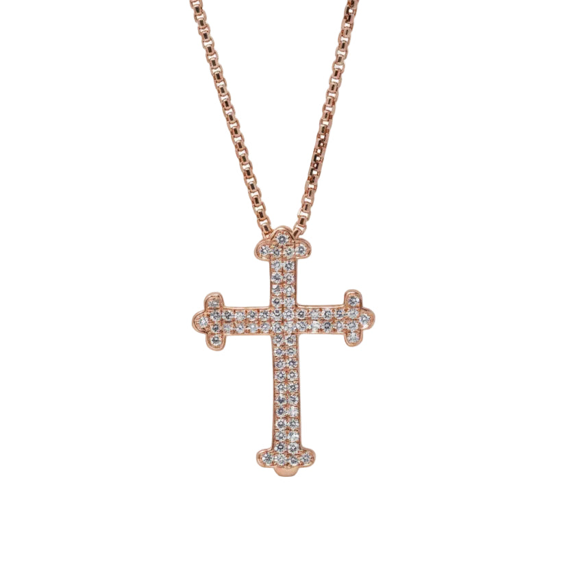 White Diamond Maltese Cross Pendant Necklace In Gold