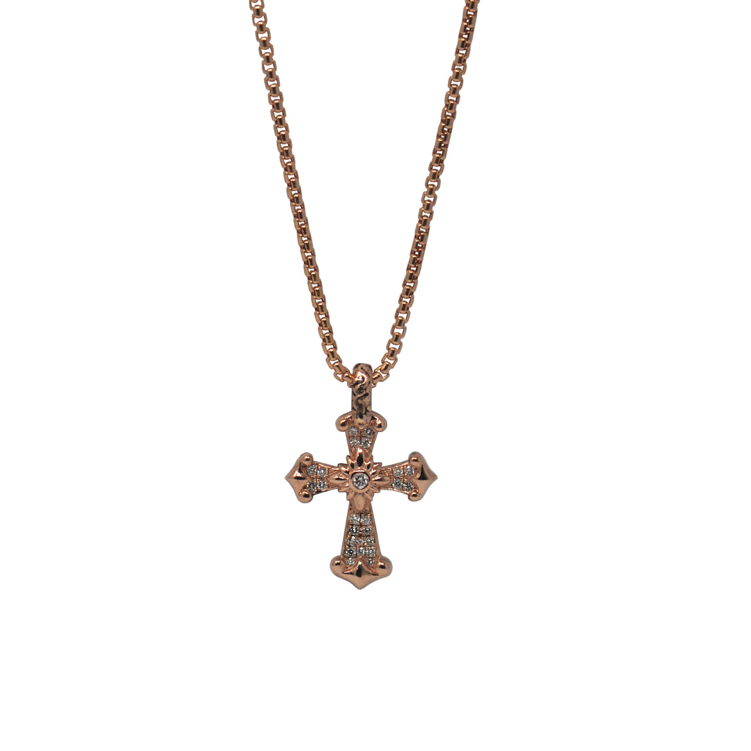 Small White Diamond KeyDesign Cross Pendant Necklace