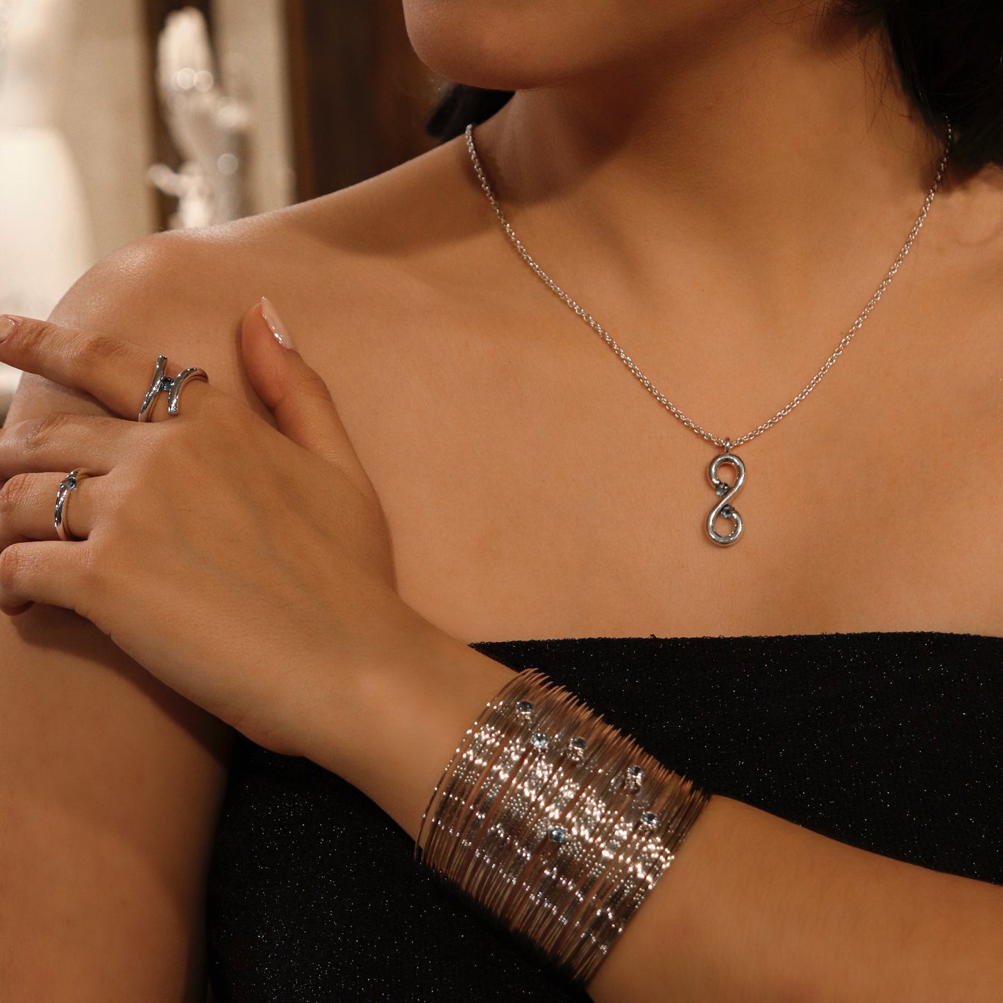 Gemstone Tension Set Ring