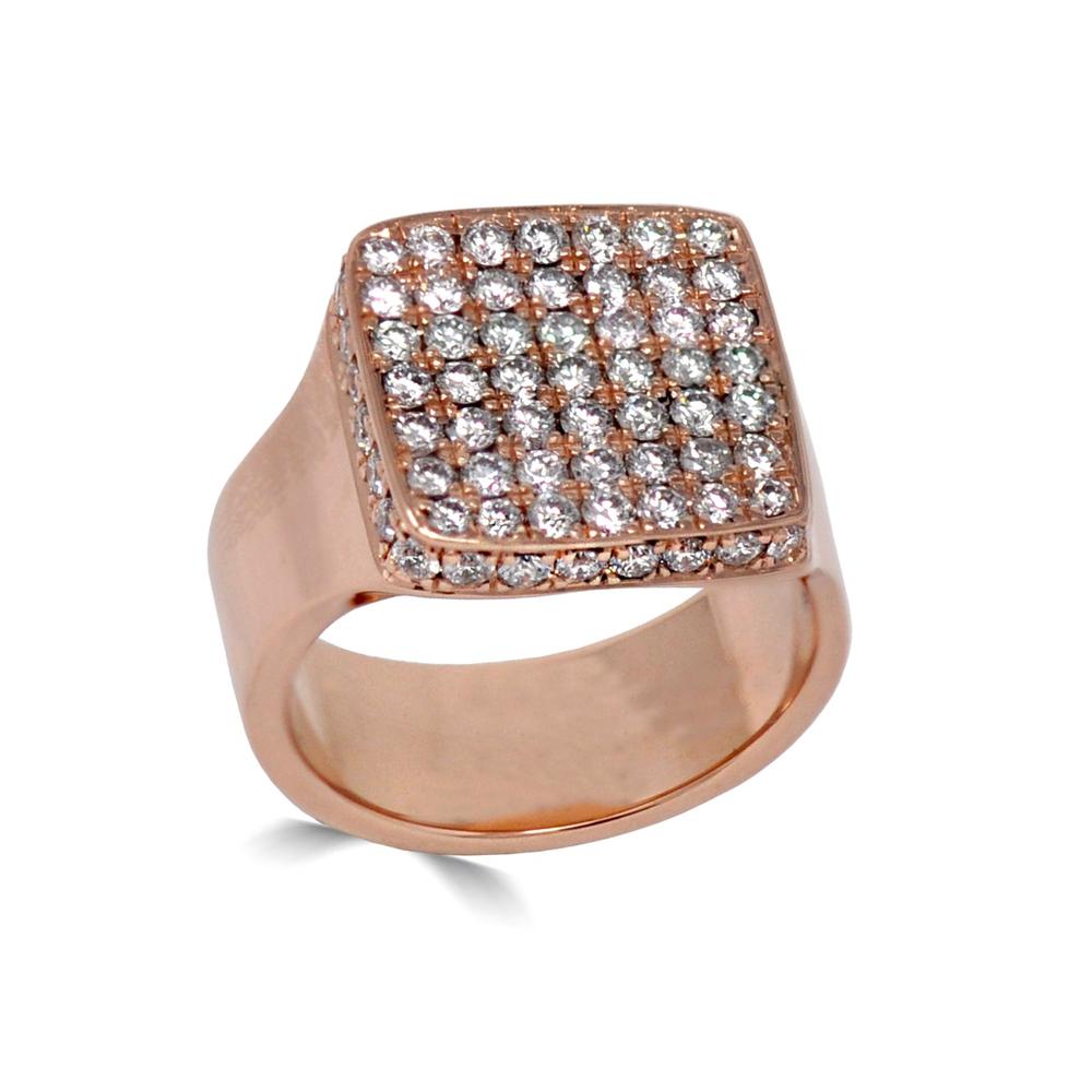 White Diamond Square Top Ring In Rose Gold