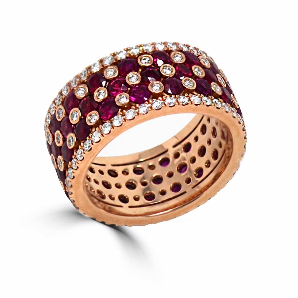 White Diamond And Ruby Ring Band