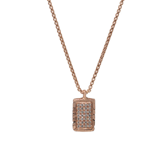 Men's 14k rose gold mini tag necklace with white diamonds - Best men's jewelry by Versani SoHo