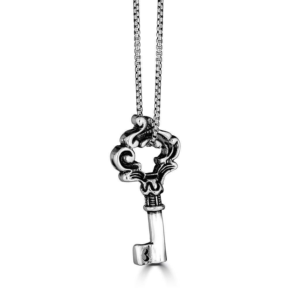 Small KeyDesign Key Pendant Necklace In Sterling Silver