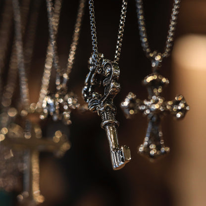 Small KeyDesign Key Pendant Necklace In Sterling Silver