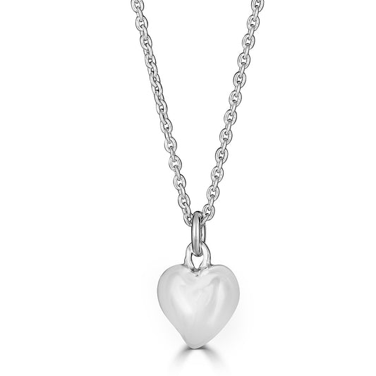 Mini Heart Pendant Necklace In Sterling Silver