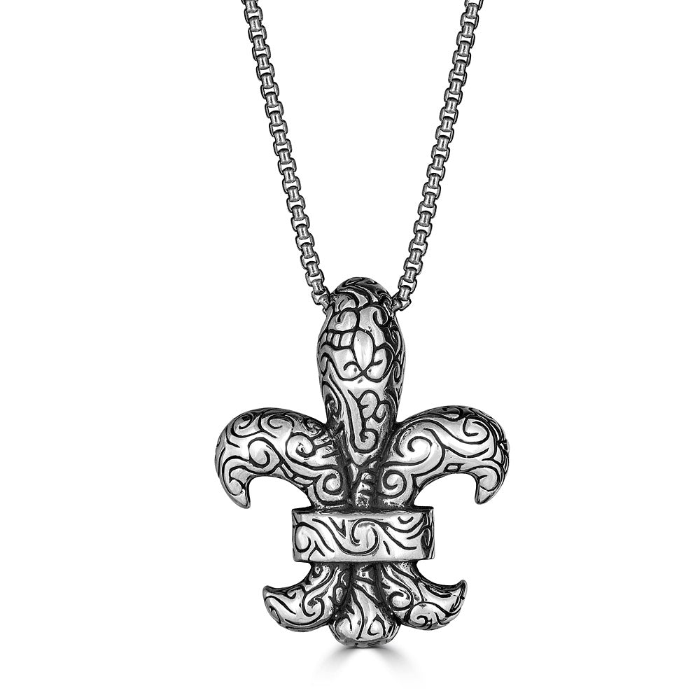 KeyDesign Fleur De Lis Pendant Necklace In Sterling Silver