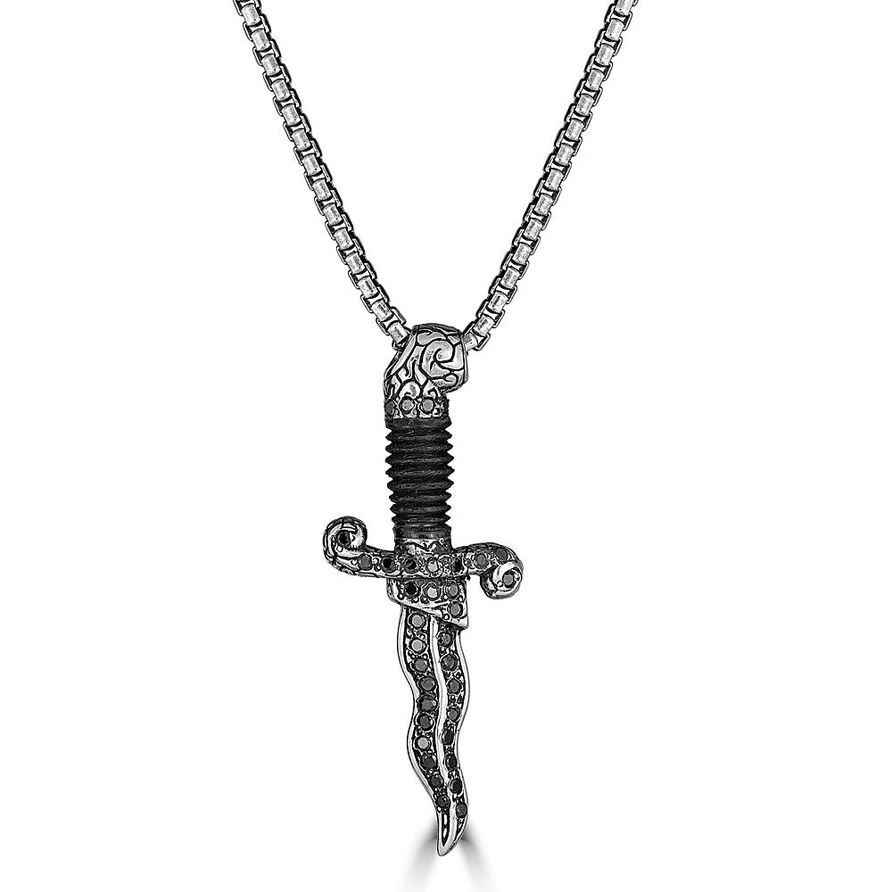 Bocote Wood & Black Diamond Dagger Necklace